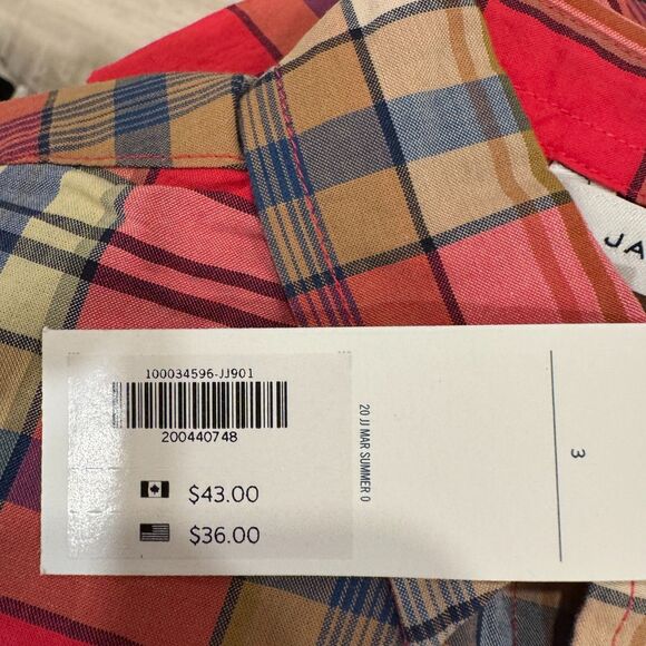 Janie and Jack Shirt Boy's Size 3 Red Tartan Plaid Rolled Sleeve Button Up NEW - Picture 7 of 8